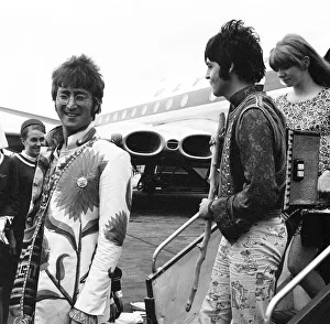 00164 Prints: The Beatles July 1967 John Lennon and Paul McCartney arriving at Heathrow Airport