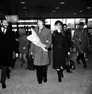 The Beatles leaving Heathrow Airport for India where they will meet Maharishi Mahesh Yogi