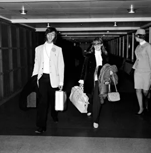 The Beatles leaving Heathrow Airport for India where they will meet Maharishi Mahesh Yogi