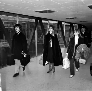 The Beatles leaving Heathrow Airport for India where they will meet Maharishi Mahesh Yogi