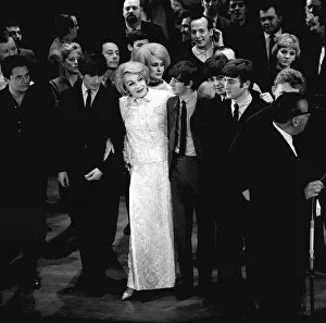 The Beatles with Marlene Dietrich at the Royal Variety Show dress rehearsals