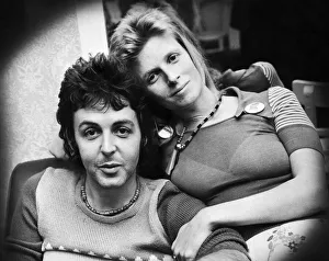 Former Beatles member Paul McCartney with his wife and fellow band member Linda