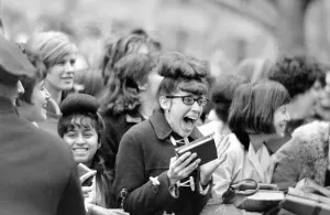 The Beatles in New York City February 1964 Fans of the group cheer