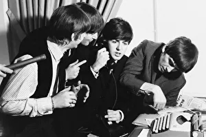 Group Shot Prints: The Beatles during a New York press conference on tour in the USA February 1964