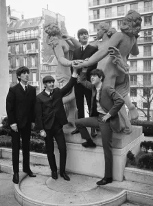 Core08 Prints: The Beatles outside the George V hotel in Paris 15 January 1964 Left to right