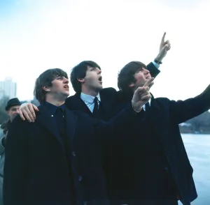 00267 Prints: Beatles Paul McCartney and Ringo Starr and John Lennon in New York during the Beatles