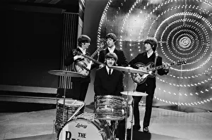 Epiphone Prints: The Beatles pictured during rehearsal for appearance on BBC-TVs `Top Of The Pops