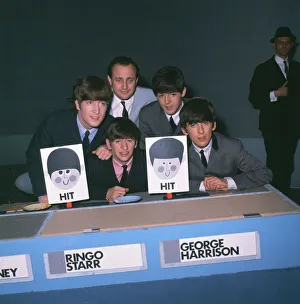 The Beatles pop group appear on the television programme Juke Box Jury in Liverpool with