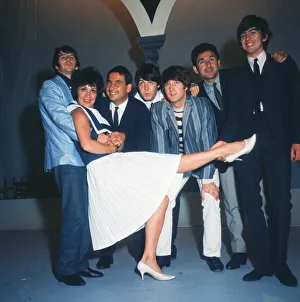 Beatles Colour Prints: The Beatles pop group with Mike and Bernie Winters and Chita Rivera during rehearsals for