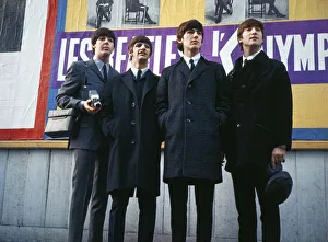 Core08 Prints: The Beatles Pop Group in Paris Members of the band left to right: Paul McCartney