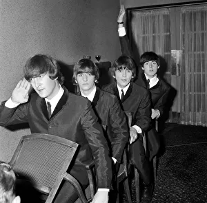 The Beatles pop group before their performance at the ABC Cinema in Edinburgh