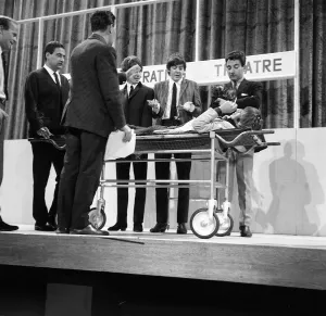 The Beatles rehearse with Mike and Bernie Winters for their Big Night Out TV show in an
