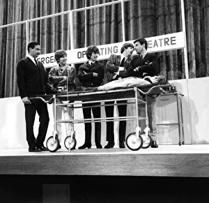 The Beatles rehearse with Mike and Bernie Winters for their Big Night Out TV show in an