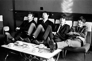 Group Shot Prints: The Beatles relax during rehearsals at The Prince of Wales Theatre in London for