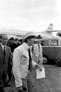Spain Prints: The Beatles return to England, from Spain, London Heathrow Airport, Sunday 4th July 1965