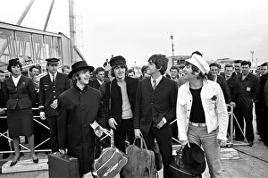 The Beatles return to England, from Spain, London Heathrow Airport, Sunday 4th July 1965