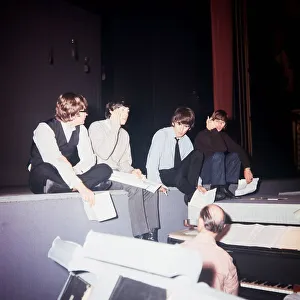 The Beatles running through a Flying Ballet routine with sketch director Joseph