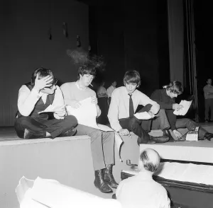 The Beatles running through a Flying Ballet routine with sketch director Joseph