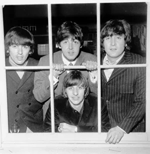 Group Portrait Prints: The Beatles seen here in June 1964 at Twickenham Studios to view a rough cut of Help