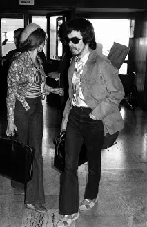 Former Beatles singer and guitarist George Harrison at London Airport May 1972