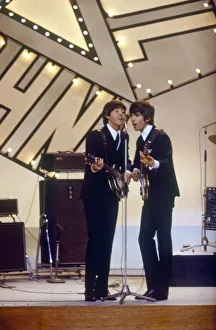 Beatles on stage in Blackpool for their appearnace on the Blackpool Night Out TV show 19
