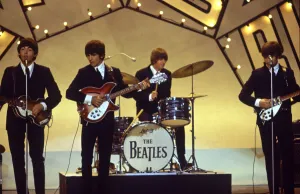 Beatles Colour Prints: Beatles on stage in Blackpool for their appearnace on the Blackpool Night Out TV show 19