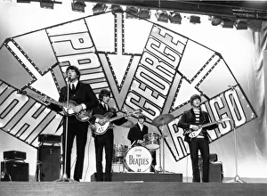 Beatles on stage in Blackpool for their appearnace on the Blackpool Night Out TV show 19