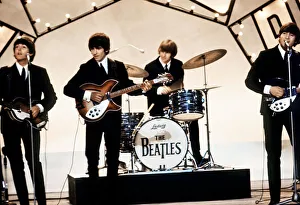 Beatles on stage in Blackpool for their appearnace on the Blackpool Night Out TV show 19