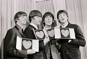 The Beatles with their Variety Club Awards 19th March 1964 L-R Ringo Starr John