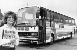 Companies Prints: Bebb Travel hostess Alison with one of the firms newest coaches at their Church
