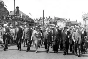 Banners Prints: Bedlington Miners Picnic - The leaders walk to the picnic ground in front of the many