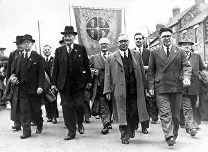 Banners Prints: Bedlington Miners Picnic - Leading the procession down to Hunters Field are Mr