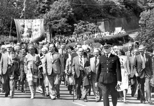 Bedlington Miners Picnic - Tony Benn (right) and Judith Hart amongst the marchers