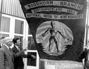Banners Prints: Bedlington Miners Picnic - Woodhorn miners new banner in the breeze after yesterday