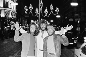 The Bee Gees check out the christmas lights in Regent Street London 22nd November 1981