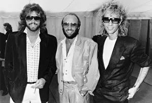Brothers Prints: The Bee Gees pop group 1986 Barry Gibb Maurice Gibb Robin Gibb