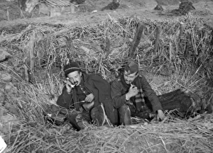 Camouflage Prints: Belgian artillery man at Oostkerke near Diksmuide during the Battle of the Yser seen