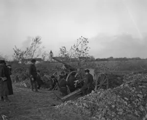 Ammunition Prints: Belgian field artillery seen here in action at Diksmuide during the Battle of the Yser