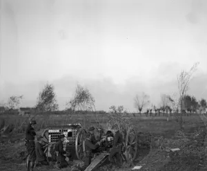 Belgian field artillery seen here in action at Diksmuide during the Battle of the Yser
