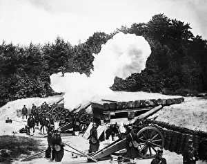 00475 Prints: A Belgian Fort close to Antwerp replying to the shell fire of German Artillery