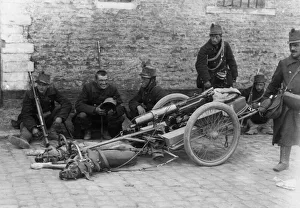 Tired Prints: Belgian gun dog teams take a rest on the road to Hofstade 28th September 1914