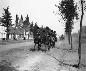 Battles And Campaigns Prints: Belgian mounted gendarmerie seen here on patrol during the advance of the German army