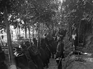 Belgium Prints: Belgian troops seen here in trenches during the Battle of Audegem 26th September 1914