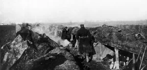 Belgian Prints: Belgian troops in the trenches on the Yser prior to the Second Battle of Ypres