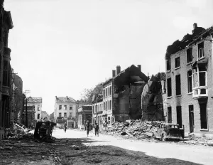 Nazi Prints: Belgium. German invasion. Scene in Louvain after a German raid