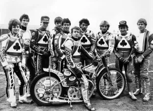 Team Prints: Belle Vues senior speedway squad (left to right) Andy Smith, Kenny McKinna