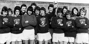 Benfield School skipper Steve Bruce holds up the Evening Chronicle Cup after his side had