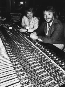 Recording Prints: Benny and Bjorn members of pop group Abba October 1998 are pictured in their