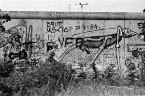 Wall Collection: The Berlin Wall. Pictured is the West wall, covered in graffiti. 6th August 1984