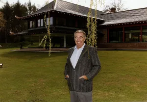 Bernard Matthews April 1991 Pictured outside his japanese style home in Norfolk